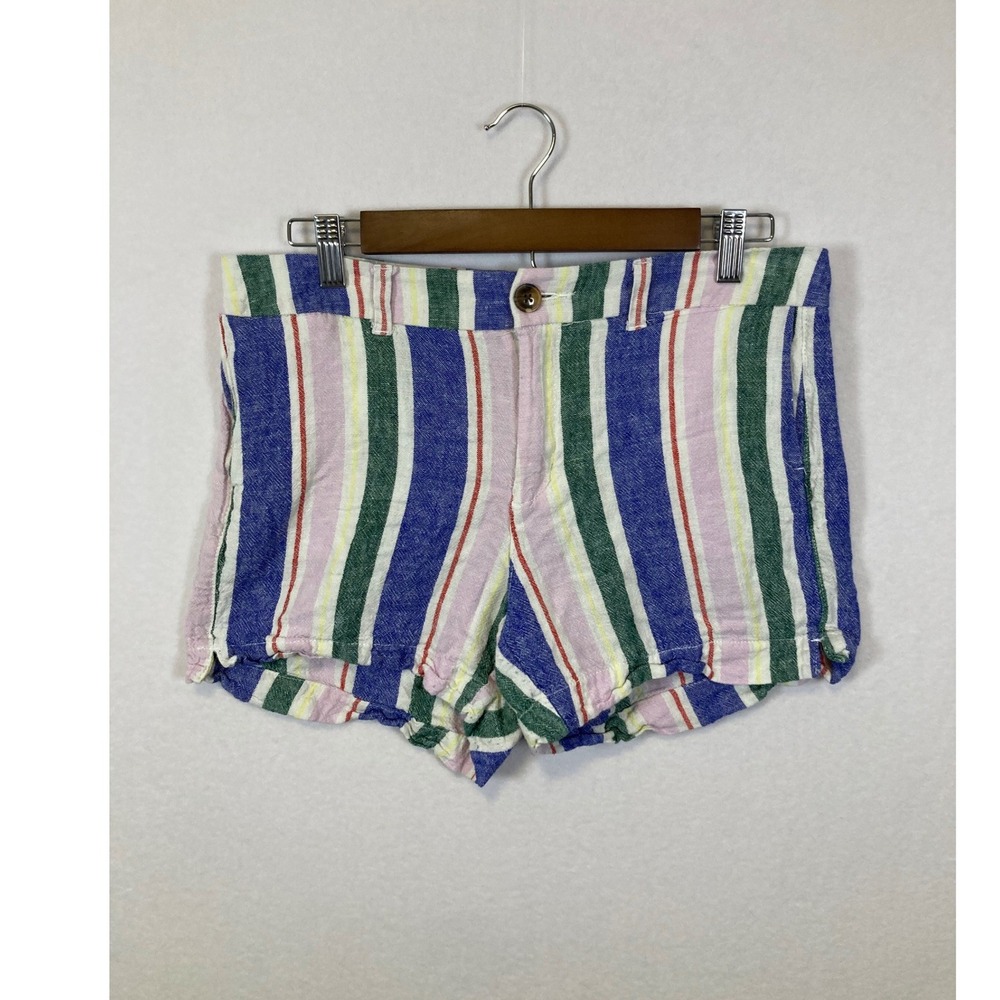 Old Navy Striped Everyday Shorts Women Size 8 Blue Pink Green White Casual